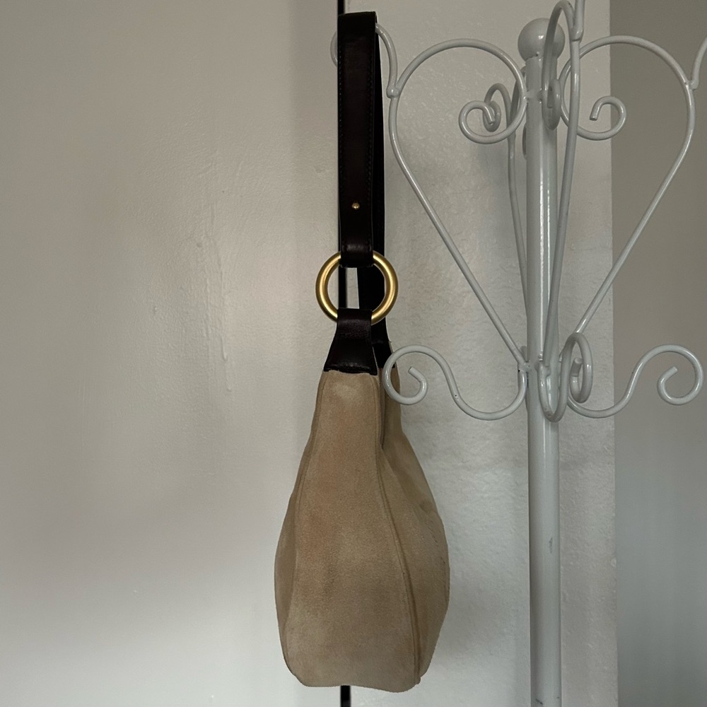Escada Leather Trim Suede Shoulder Bag - Picture 4 of 15